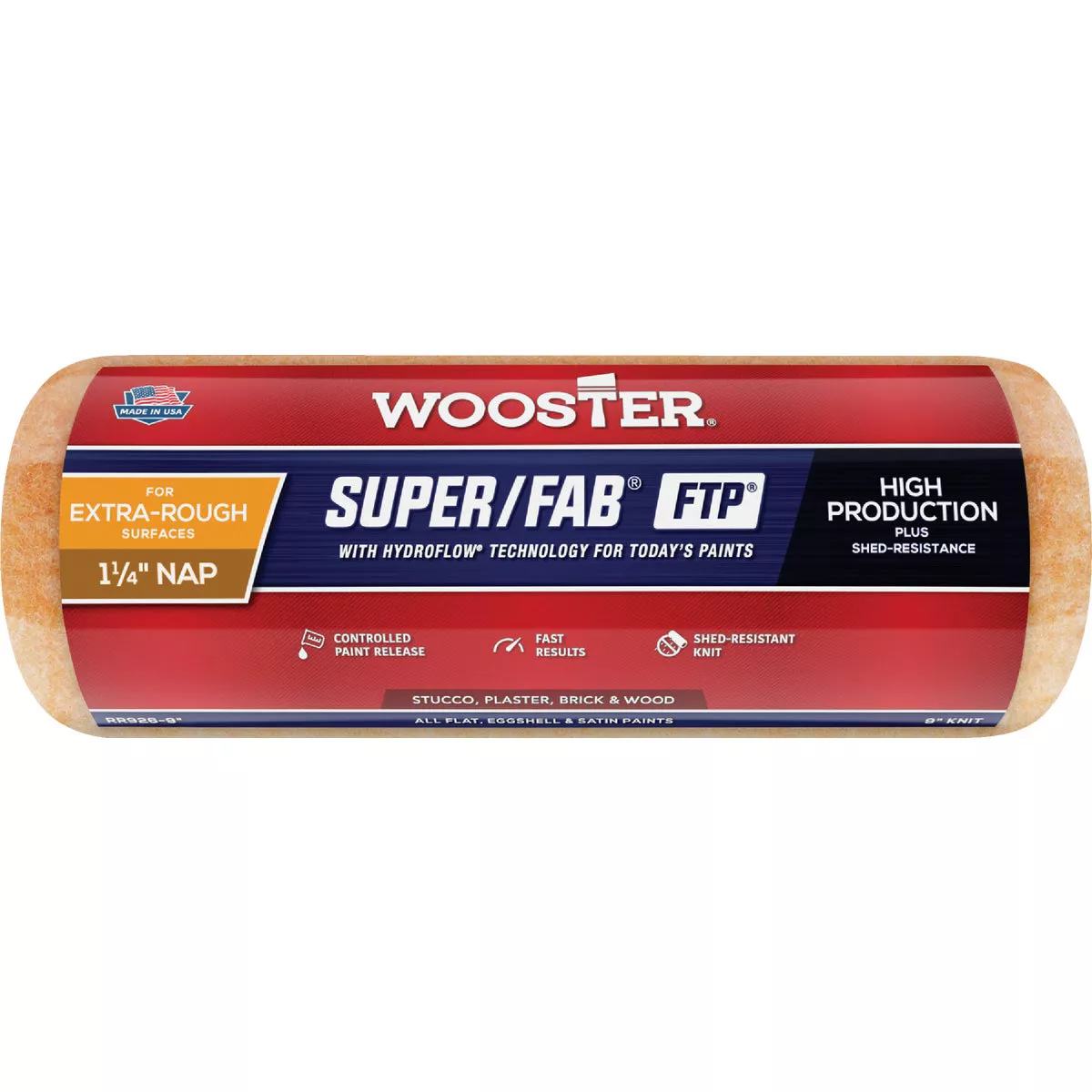 Wooster Super/Fab FTP 9 In. x 1-1/4 In. Knit Fabric Roller Cover