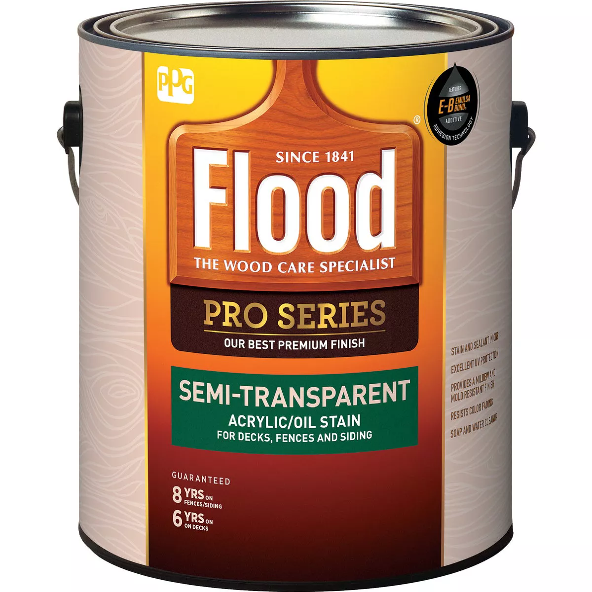 Flood Pro Series Acrylic/Oil Semi-Transparent Deck Fence And Siding Exterior Stain, Neutral Base, 1 Gal.