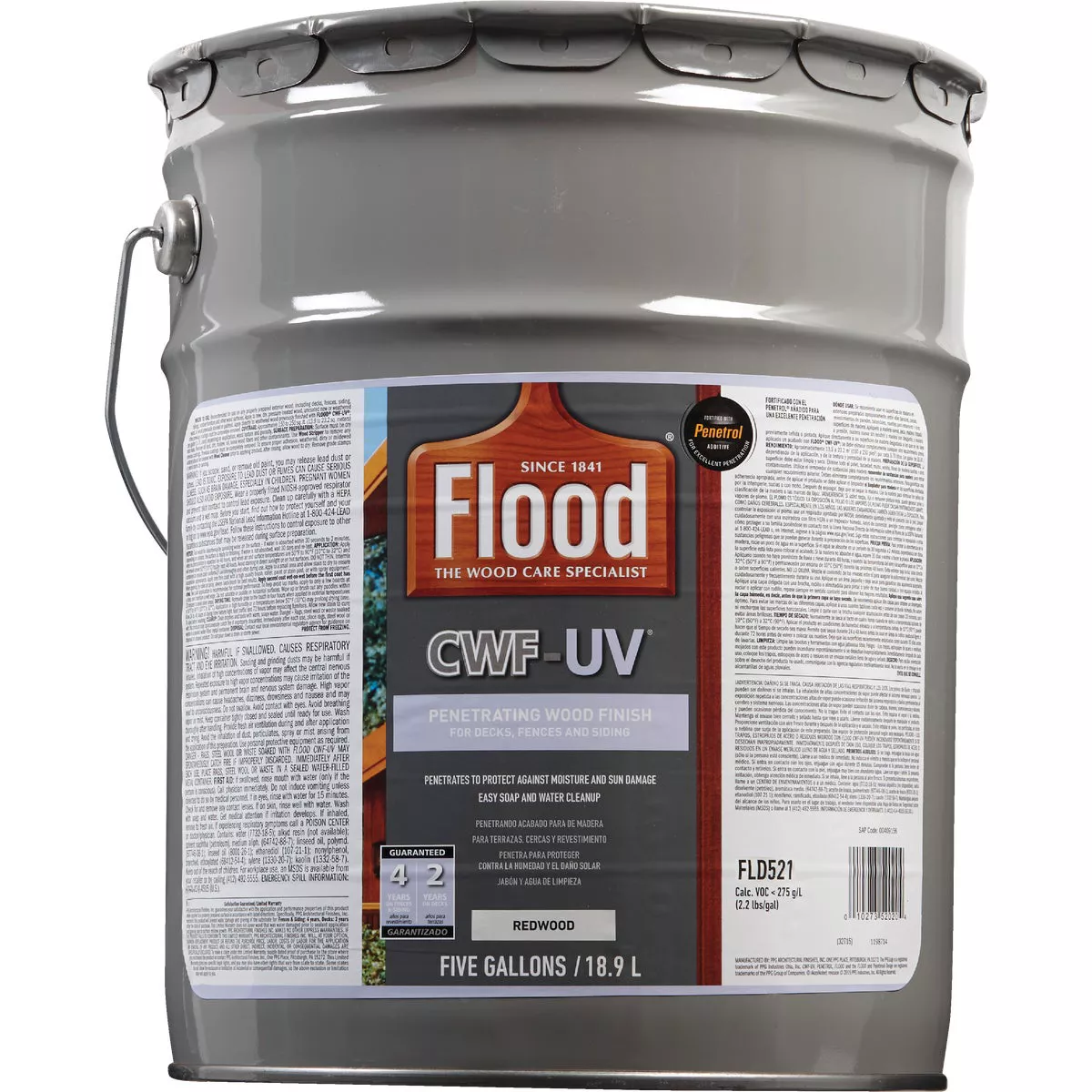 Flood CWF-UV Oil-Modified Fence Deck and Siding Wood Finish, Redwood, 5 Gal. - photo 2