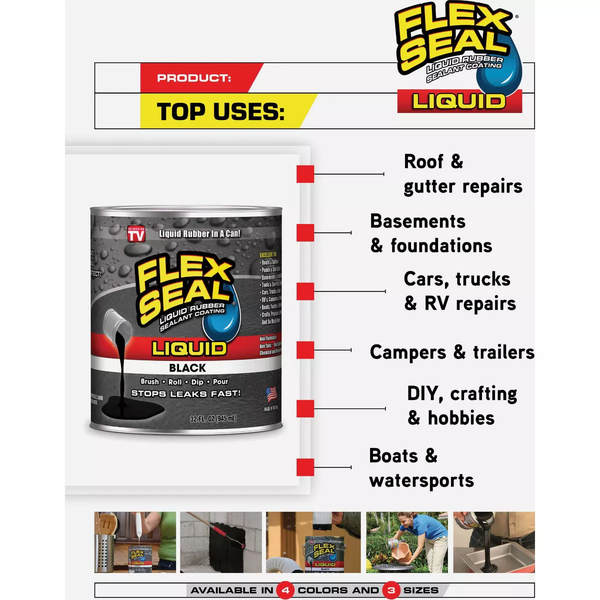 FLEX SEAL 1 Qt. Liquid Rubber Sealant, Black - photo 6