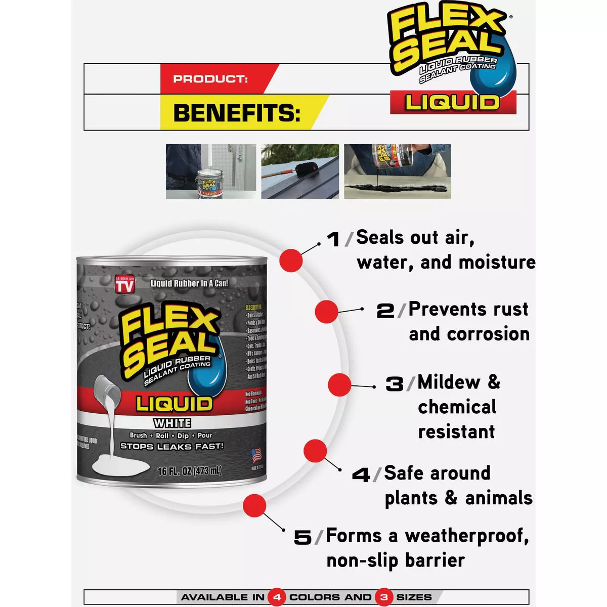 FLEX SEAL 1 Qt. Liquid Rubber Sealant, White - photo 5