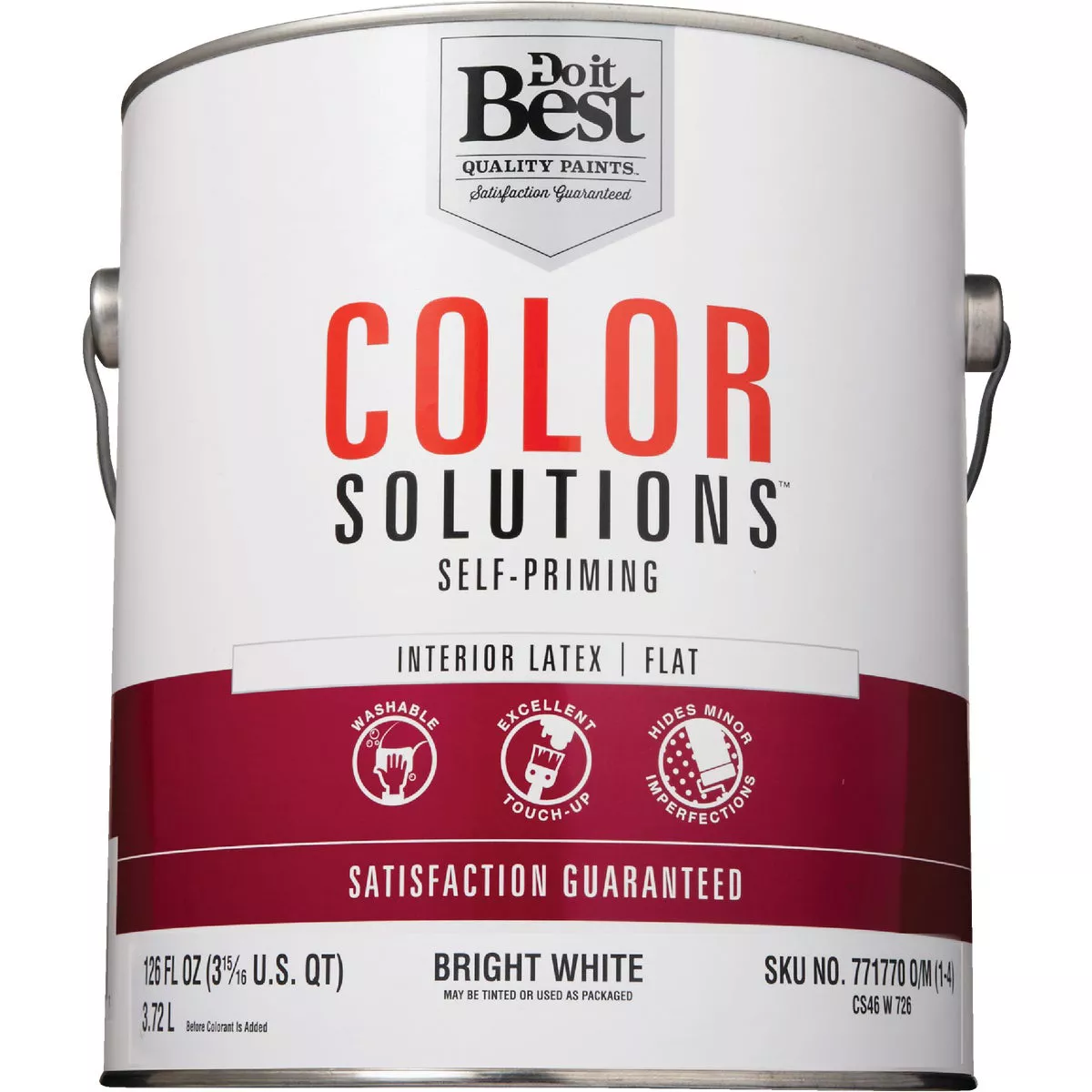 Do it Best Color Solutions Latex Self-Priming Flat Interior Wall Paint, Bright White, 1 Gal. - photo 2