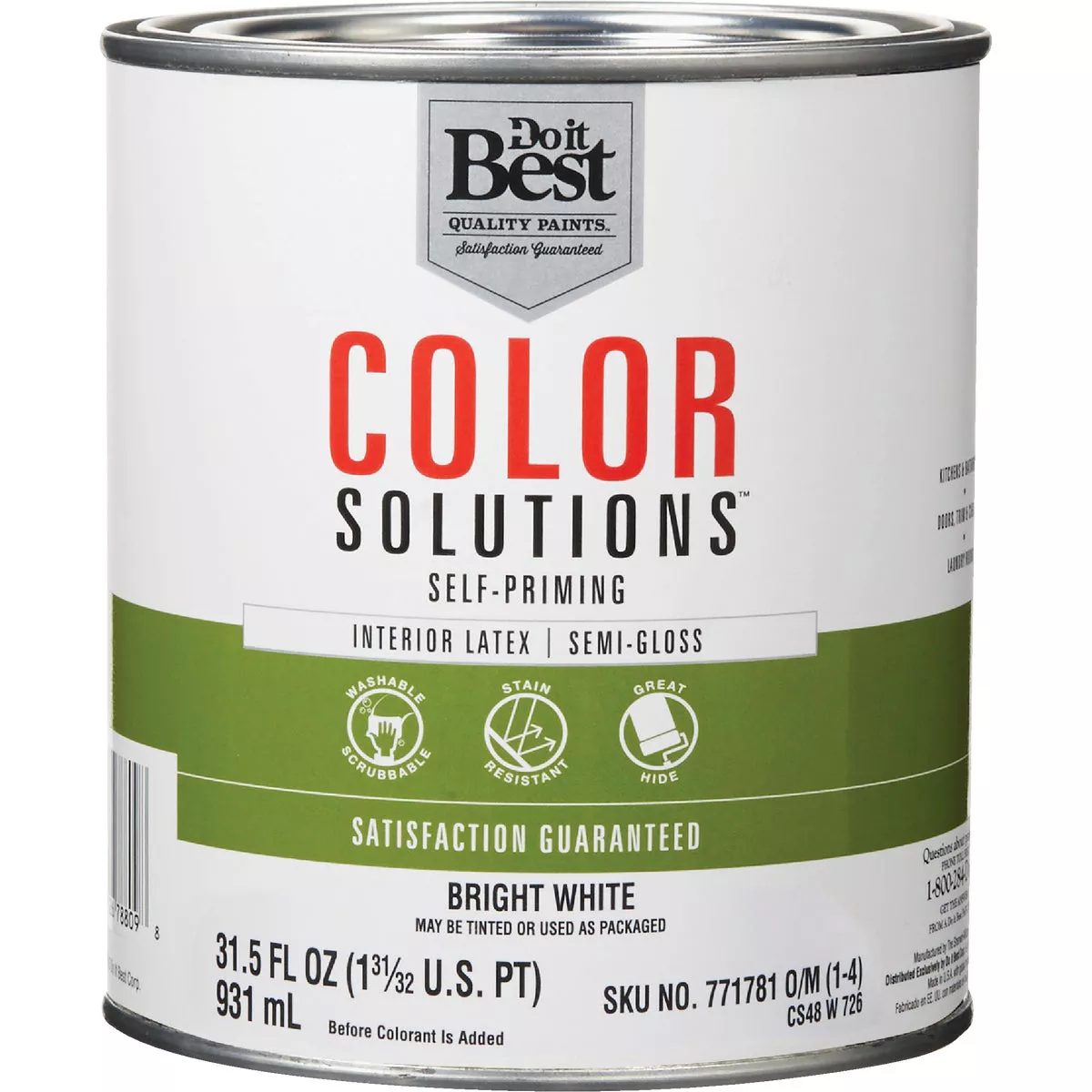 Do it Best Color Solutions Latex Self-Priming Semi-Gloss Interior Wall  Paint, Bright White, 1 Qt. | Do it Best