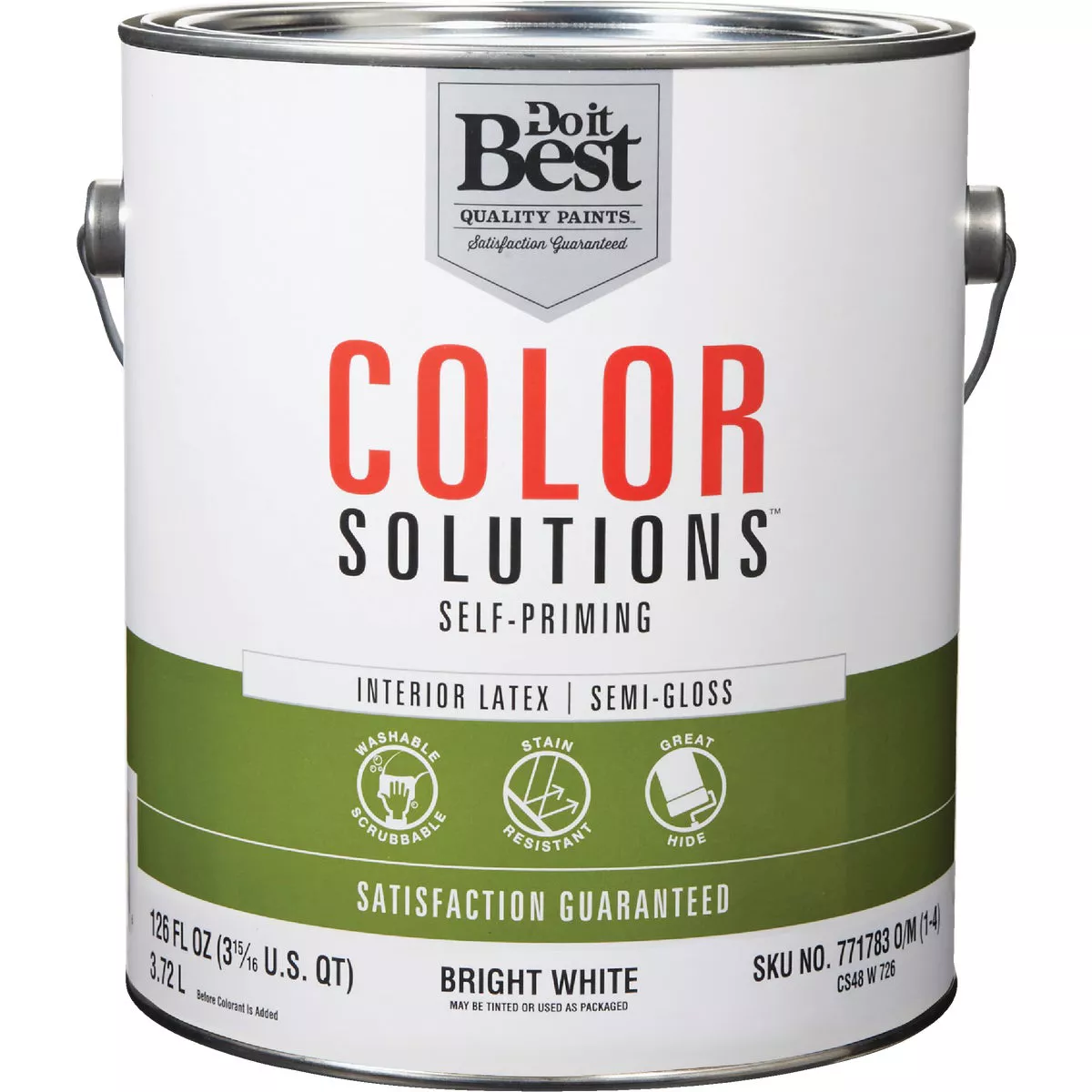 Do it Best Color Solutions Latex Self-Priming Semi-Gloss Interior Wall Paint, Bright White, 1 Gal.