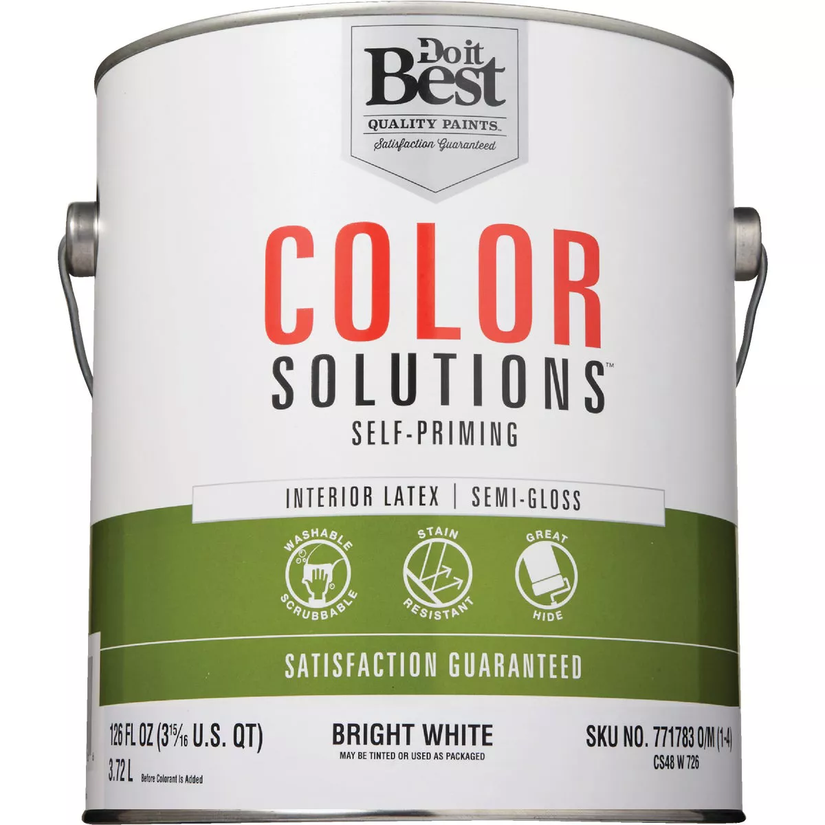 Do it Best Color Solutions Latex Self-Priming Semi-Gloss Interior Wall Paint, Bright White, 1 Gal. - photo 2