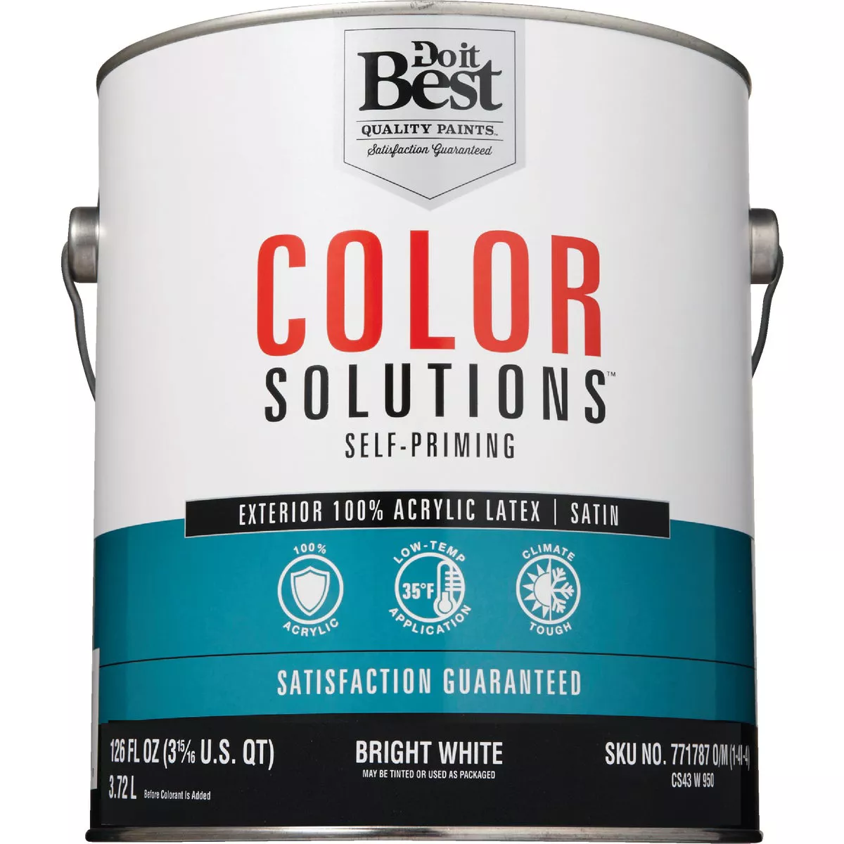 Do it Best Color Solutions 100% Acrylic Latex Self-Priming Satin Exterior House Paint, Bright White, 1 Gal. - photo 2