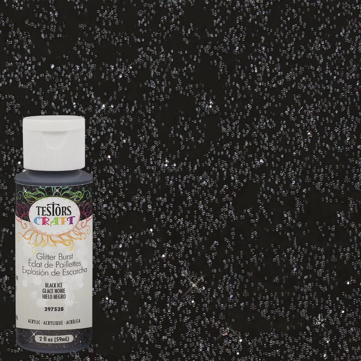 Testors 2 Oz. Acrylic Glitter Craft Paint, Black Ice
