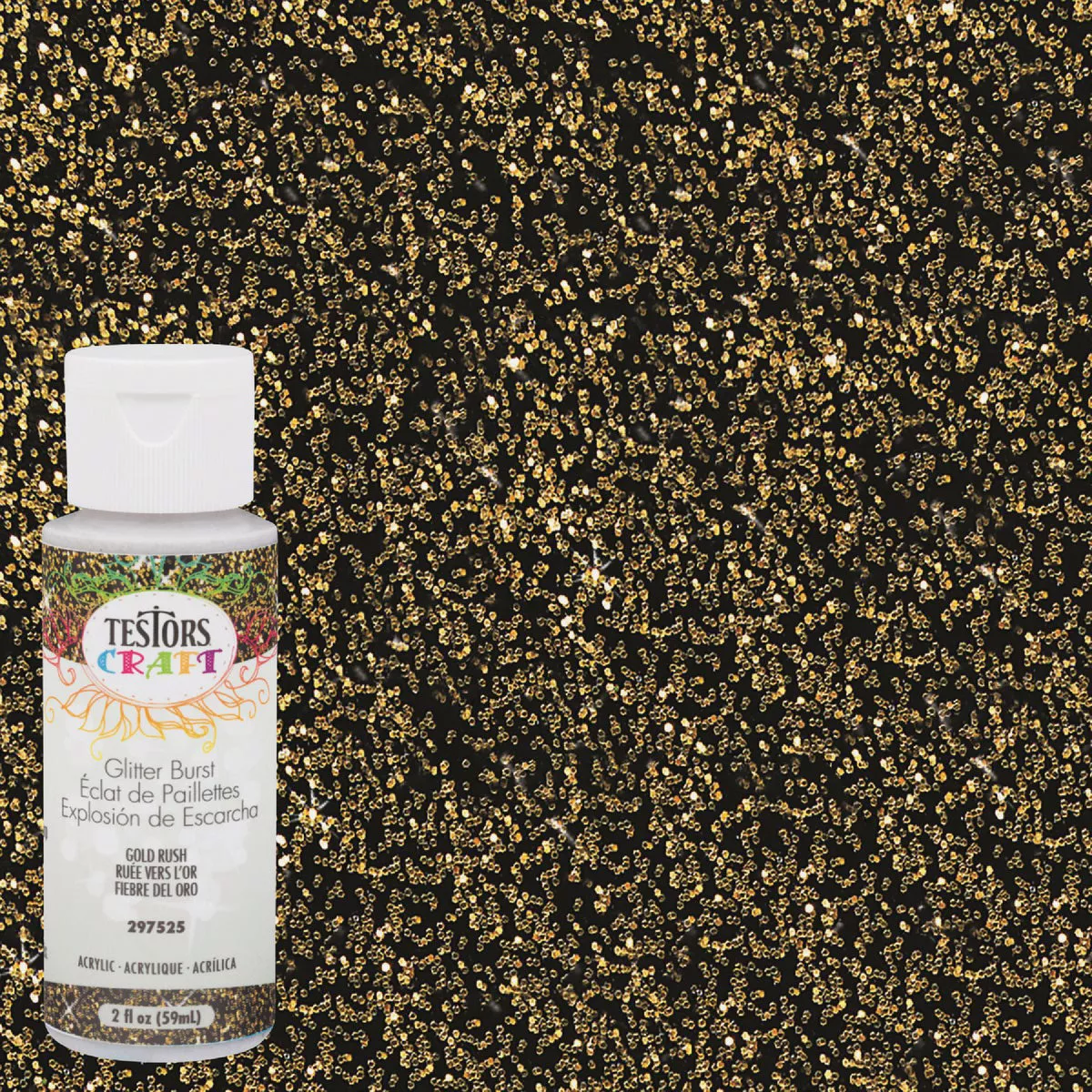 Testors 2 Oz. Acrylic Glitter Craft Paint, Gold Rush