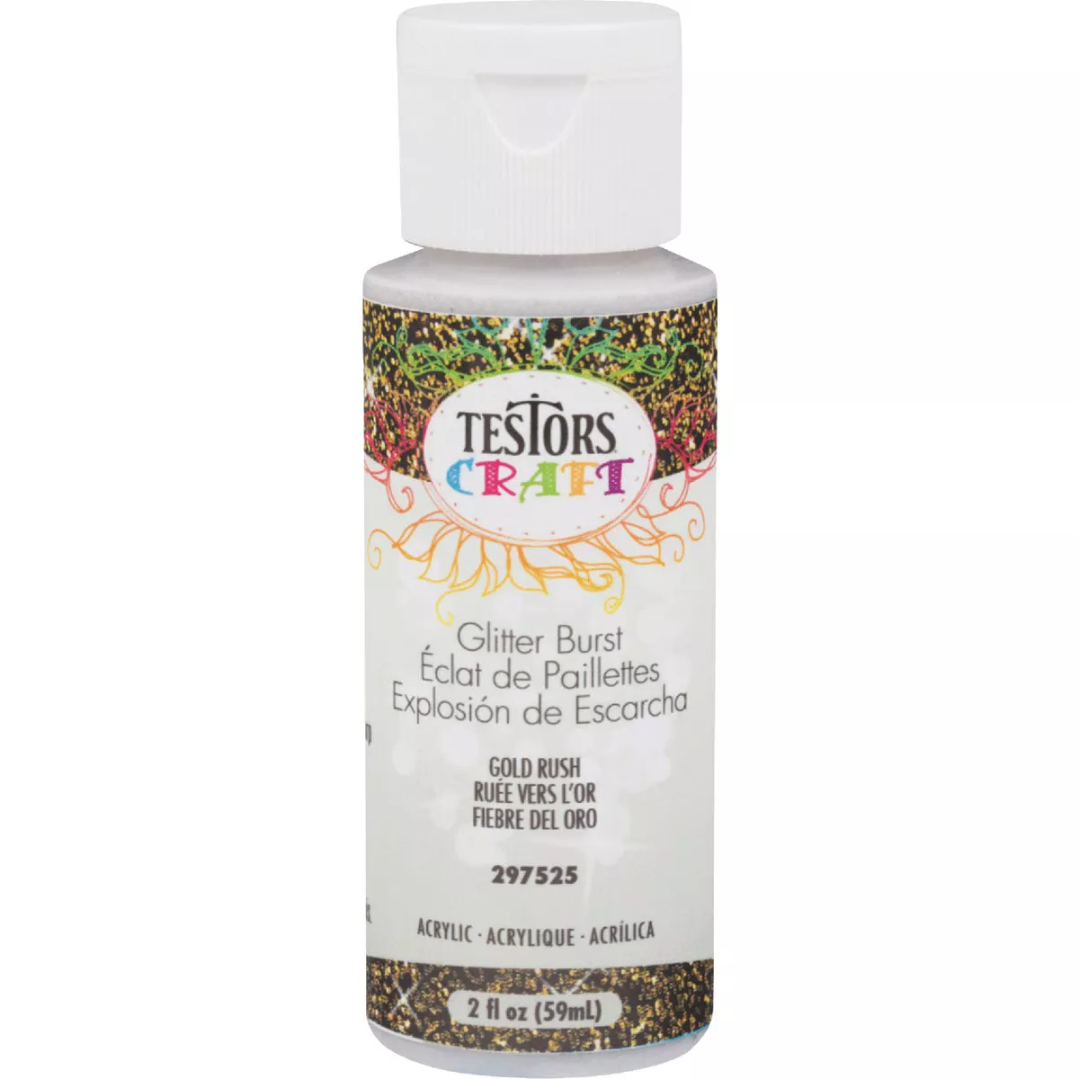 Testors 2 Oz. Acrylic Glitter Craft Paint, Gold Rush - photo 2