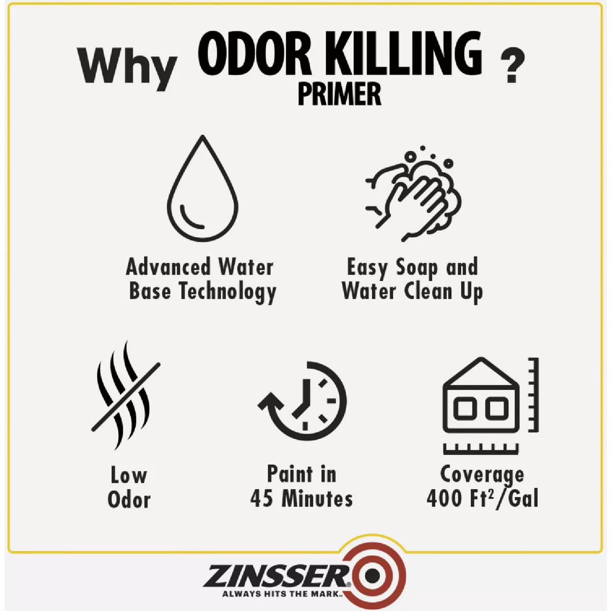 Zinsser Odor Killing Water-Based Interior Primer, White To Clear, 1 Gal. - photo 5