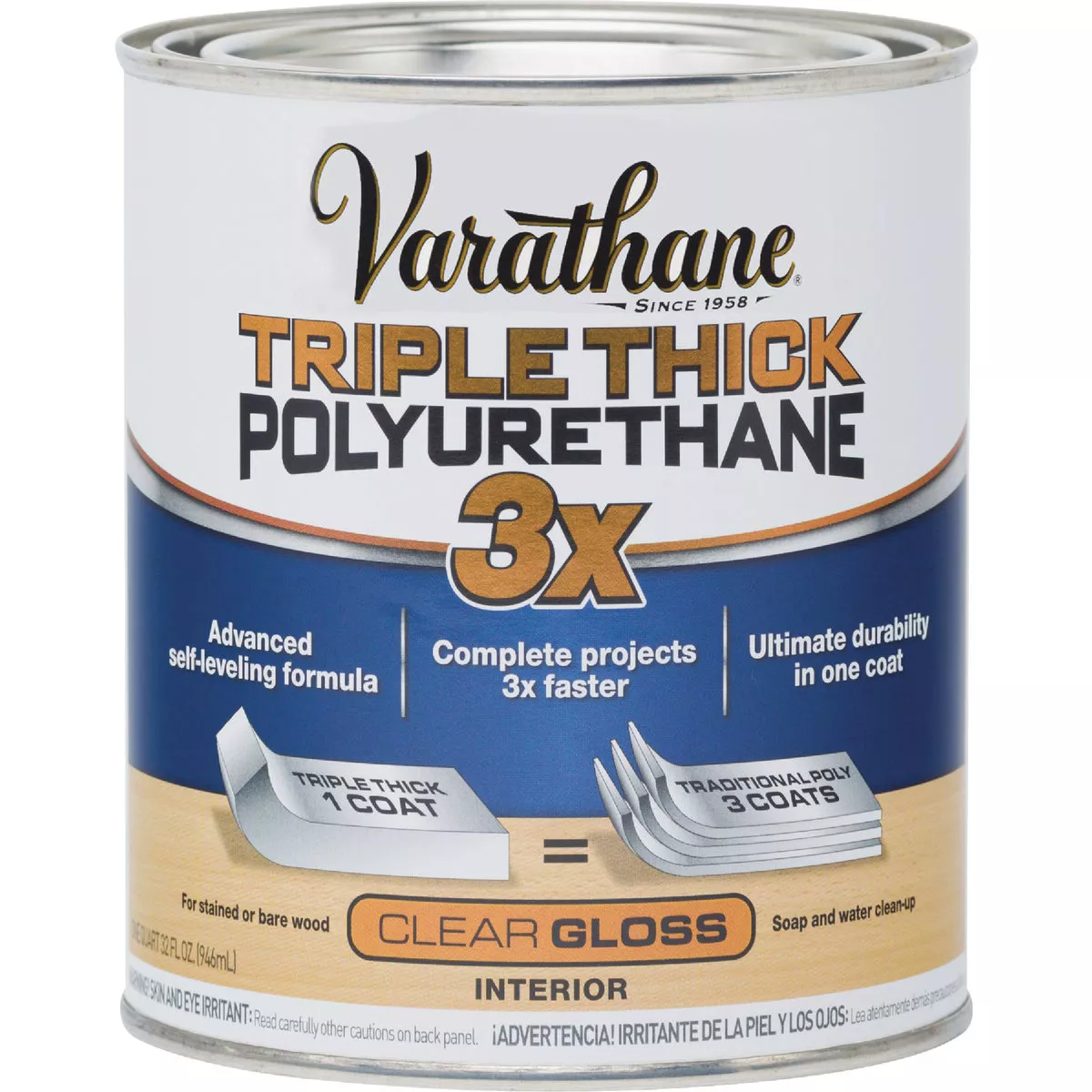 Varathane Semi-Gloss Triple Thick Interior Polyurethane, 1 Qt. - photo 2