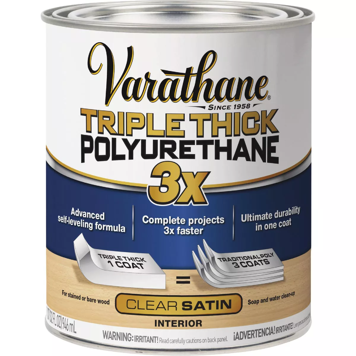 Varathane Satin Triple Thick Interior Polyurethane, 1 Qt. - photo 2