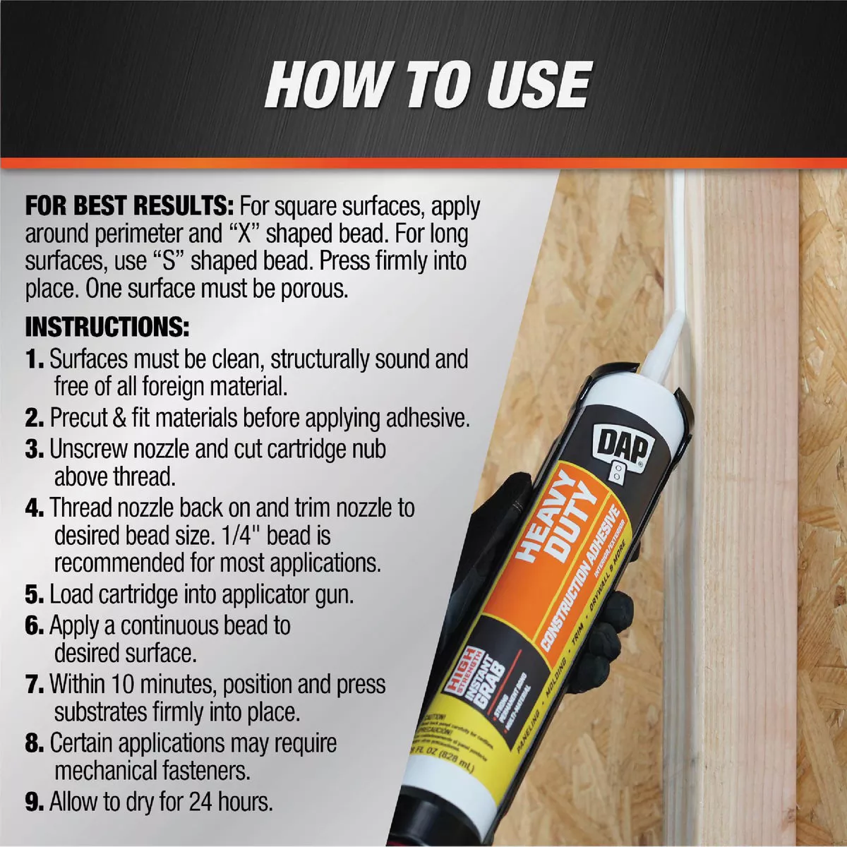 DAP 28 Oz. Heavy Duty Construction Adhesive - photo 3