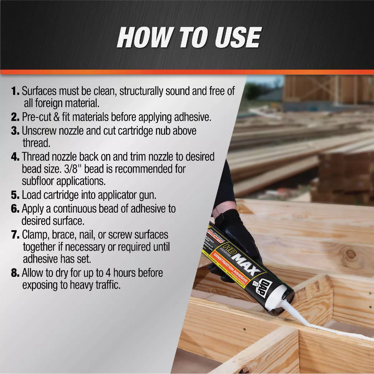 DAP HD Max 28 Oz. Construction Adhesive - photo 7