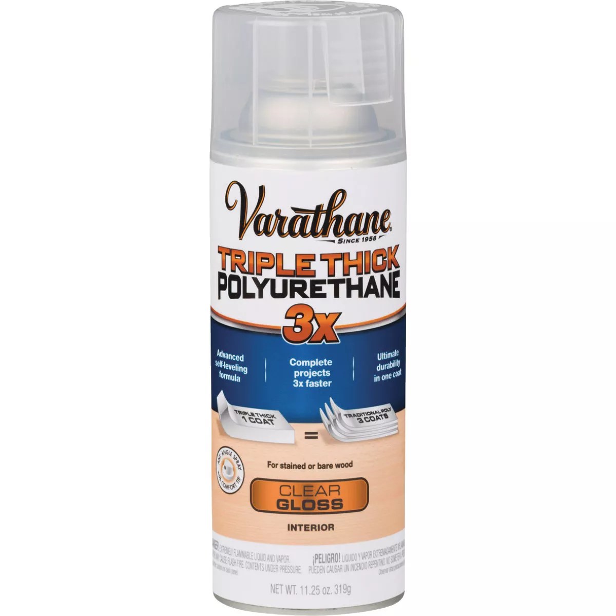 Varathane Triple Thick Gloss Clear Spray Polyurethane, 11.25 Oz. - photo 2