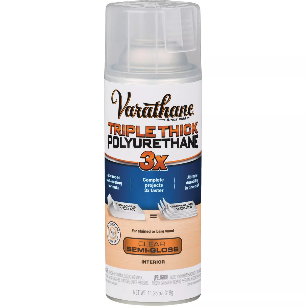 Varathane Triple Thick Semi-Gloss Clear Spray Polyurethane, 11.25 Oz. - photo 2