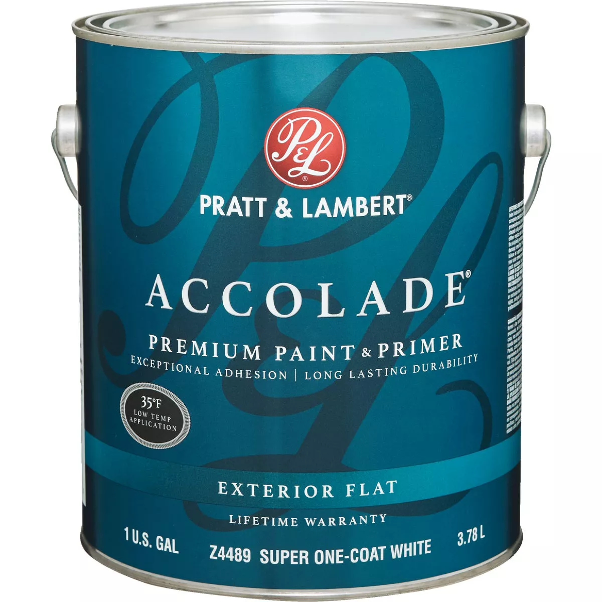 Pratt & Lambert Accolade 100% Acrylic Paint & Primer Flat Exterior House Paint, Super One Coat White, 1 Gal. - photo 2