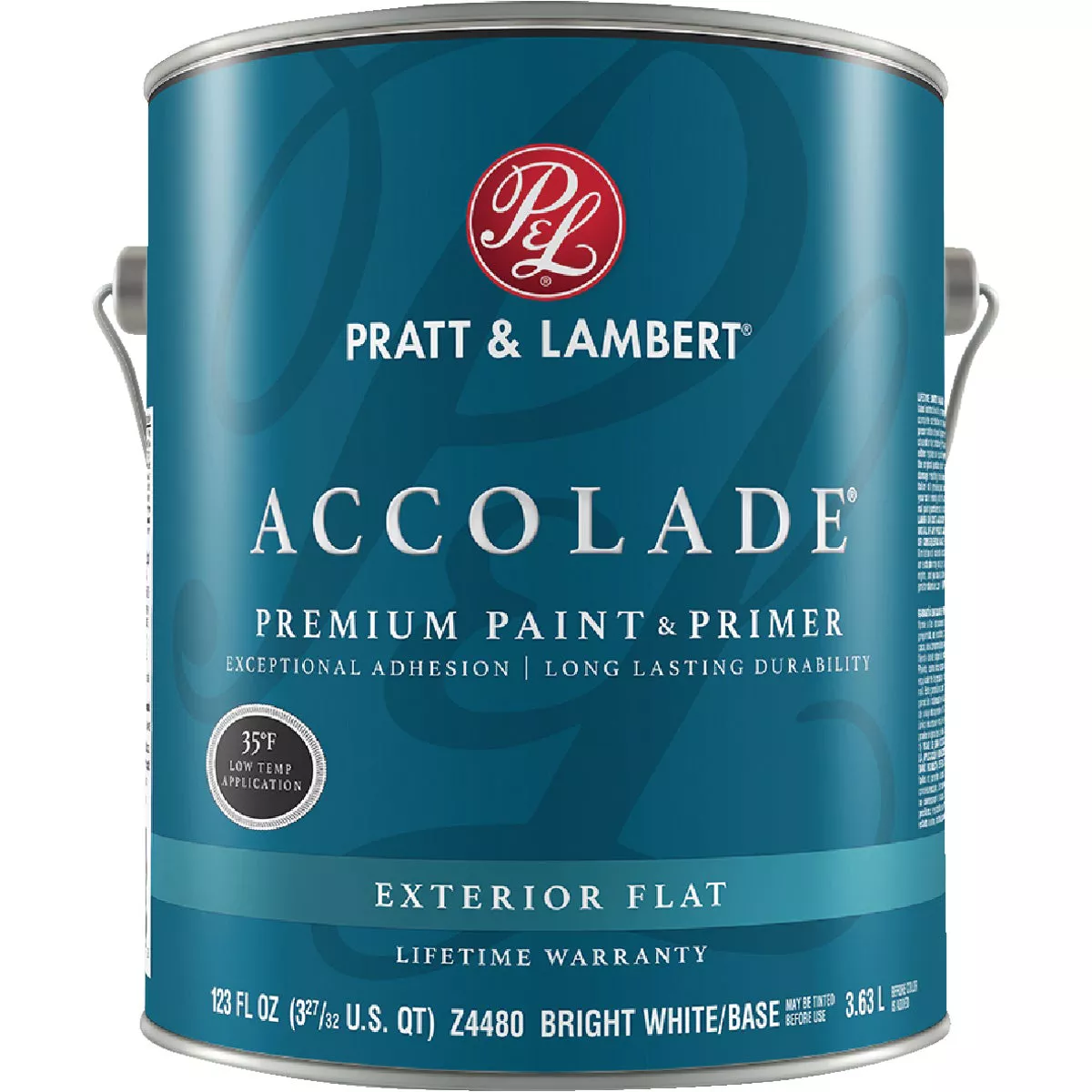 Pratt & Lambert Accolade 100% Acrylic Paint & Primer Flat Exterior House Paint, Bright White Base, 1 Gal.