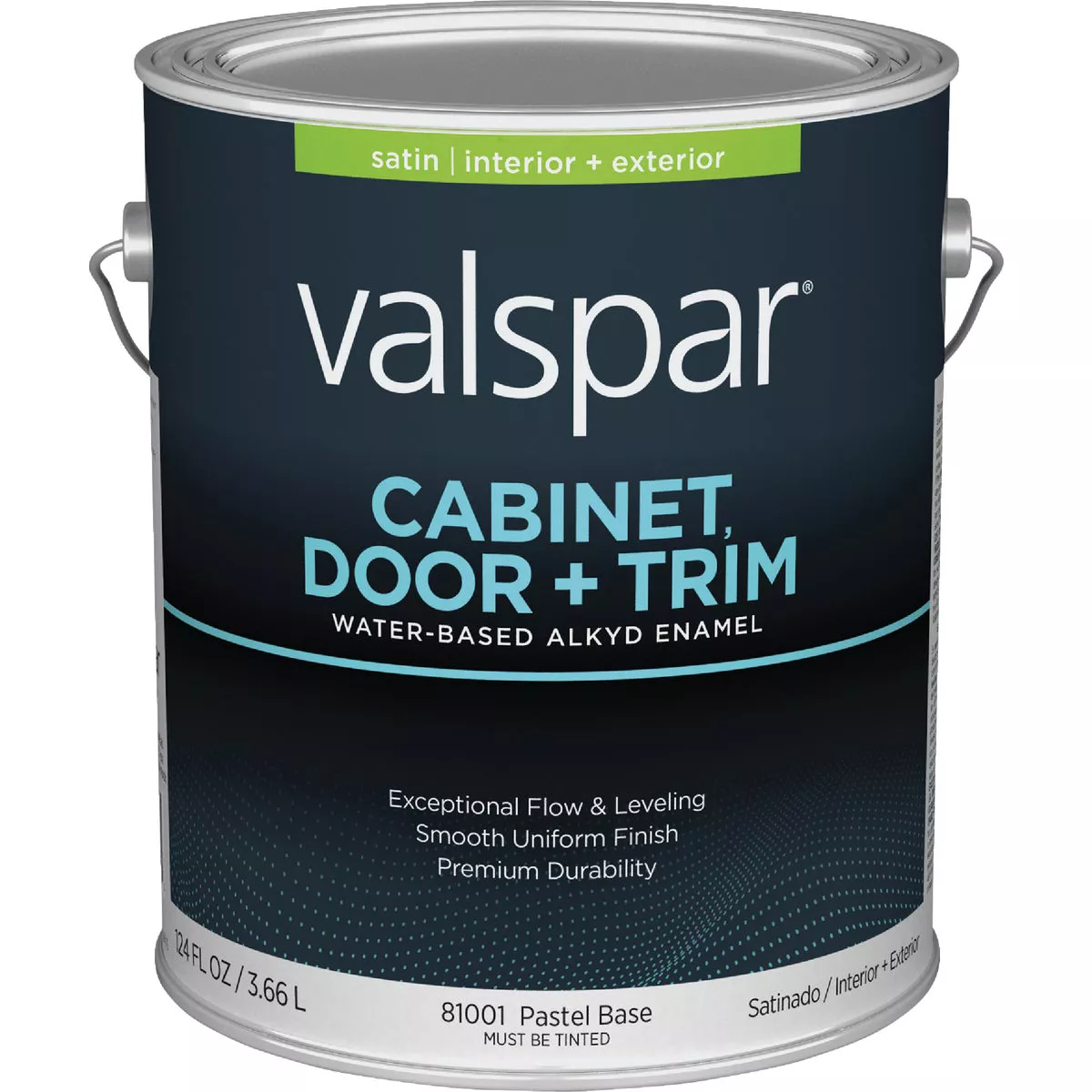 Valspar Cabinet Door & Trim Waterborne Alkyd Satin Interior/Exterior Enamel, Pastel Base, 1 Gal.