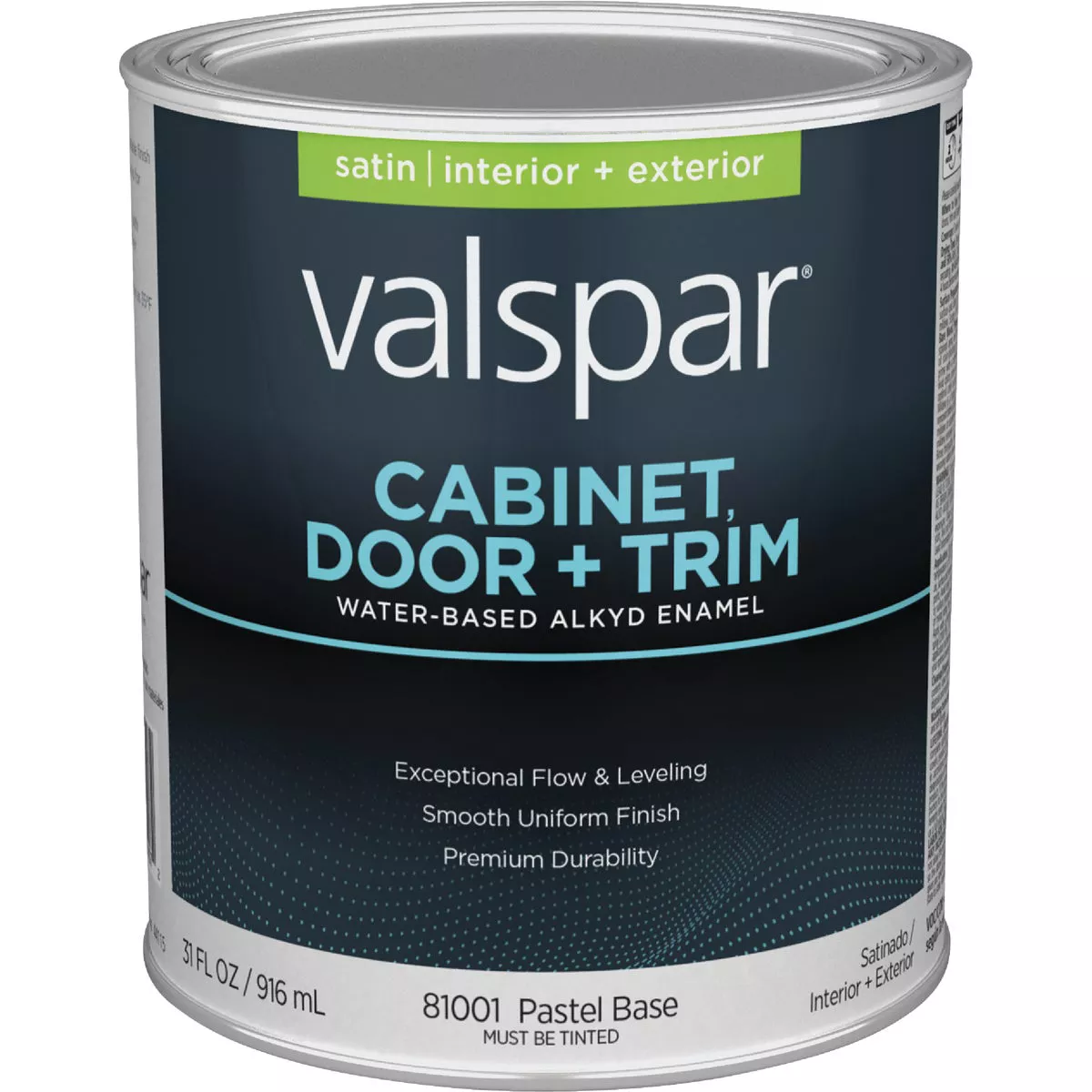 Valspar Cabinet Door & Trim Waterborne Alkyd Satin Interior/Exterior Enamel, Pastel Base, 1 Qt.