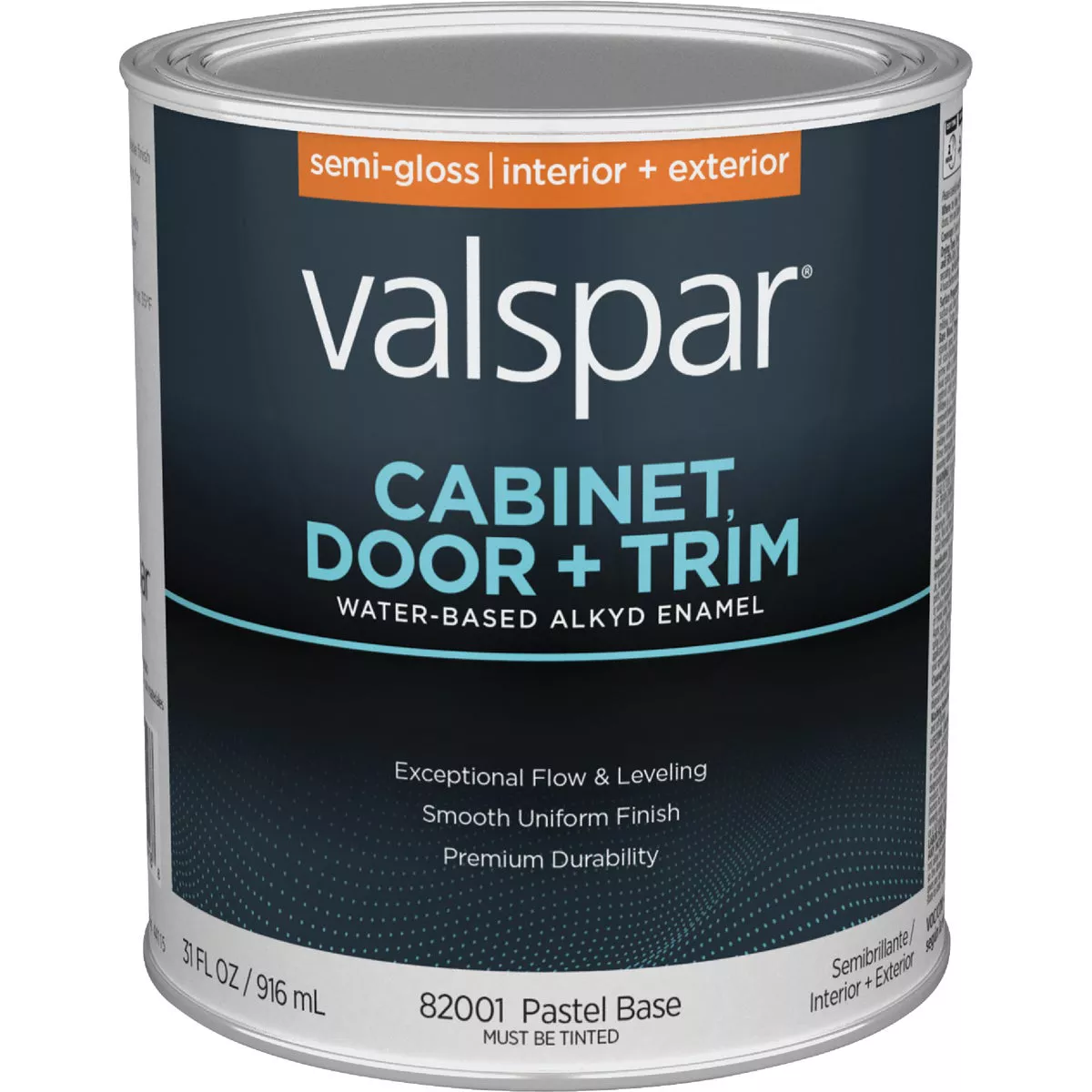 Valspar Cabinet Door & Trim Waterborne Alkyd Semi-Gloss Interior/Exterior Enamel, Pastel Base, 1 Qt.