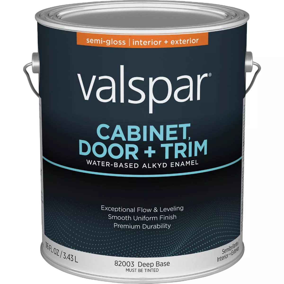 Valspar Cabinet Door & Trim Waterborne Alkyd Semi-Gloss Interior/Exterior Enamel, Deep Base, 1 Gal.