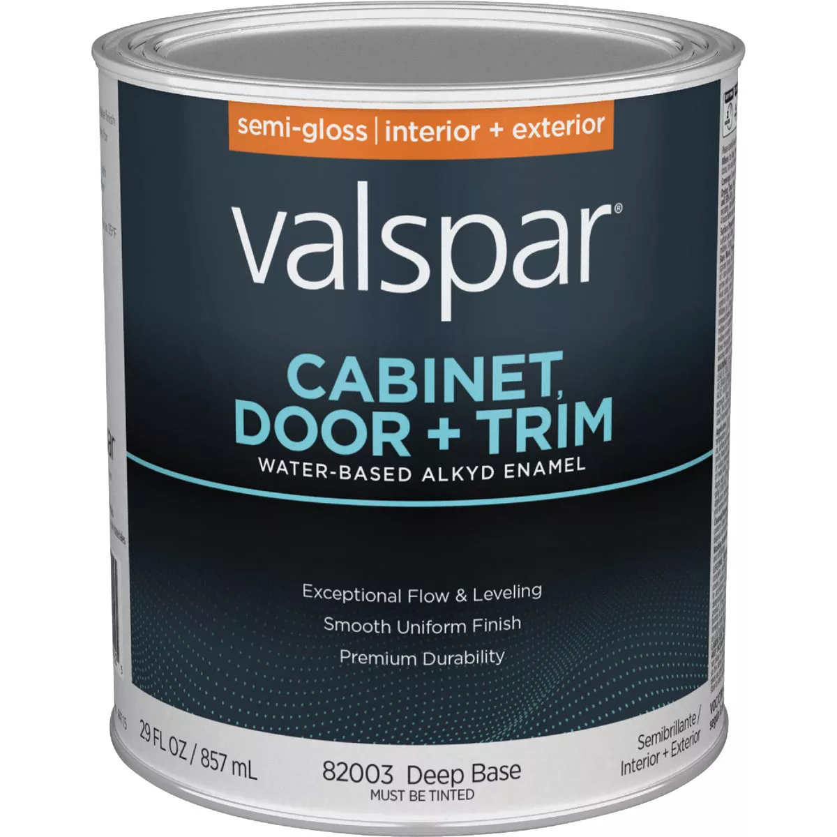 Valspar Cabinet Door & Trim Waterborne Alkyd Semi-Gloss Interior/Exterior Enamel, Deep Base, 1 Qt.