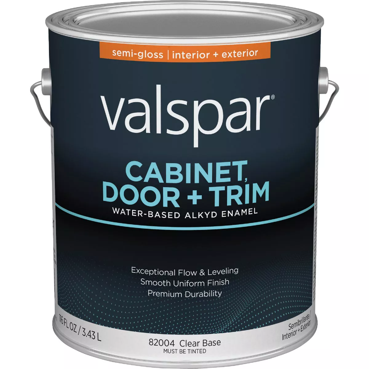 Valspar Cabinet Door & Trim Waterborne Alkyd Semi-Gloss Interior/Exterior Enamel, Clear Base, 1 Gal.