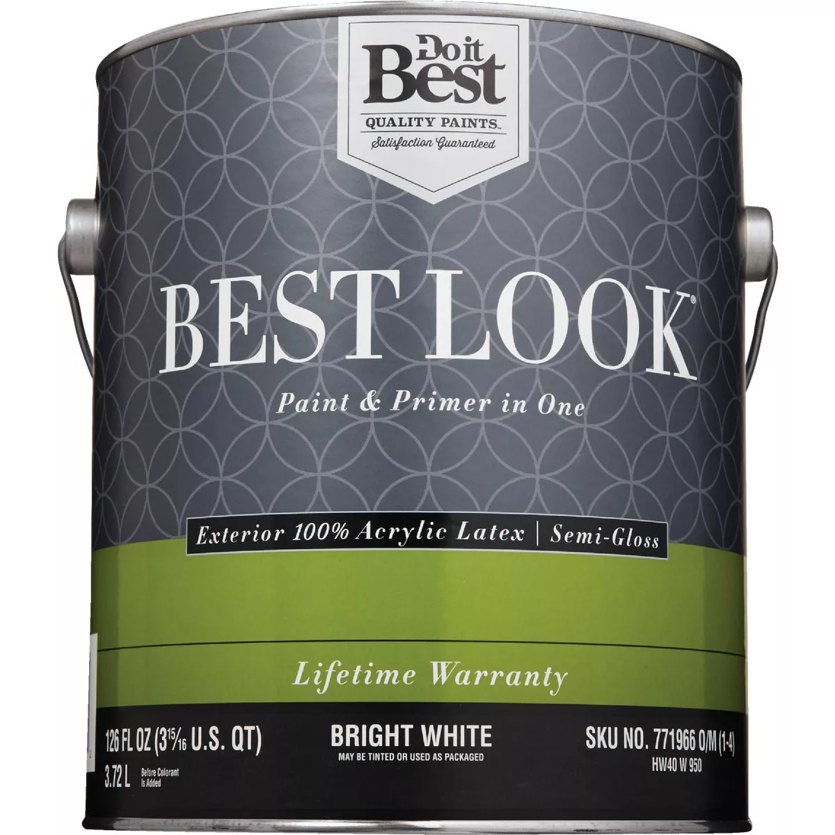 Best Look 100% Acrylic Latex Premium Paint & Primer In One Semi-Gloss Exterior House Paint, Bright White, 1 Gal. - photo 2