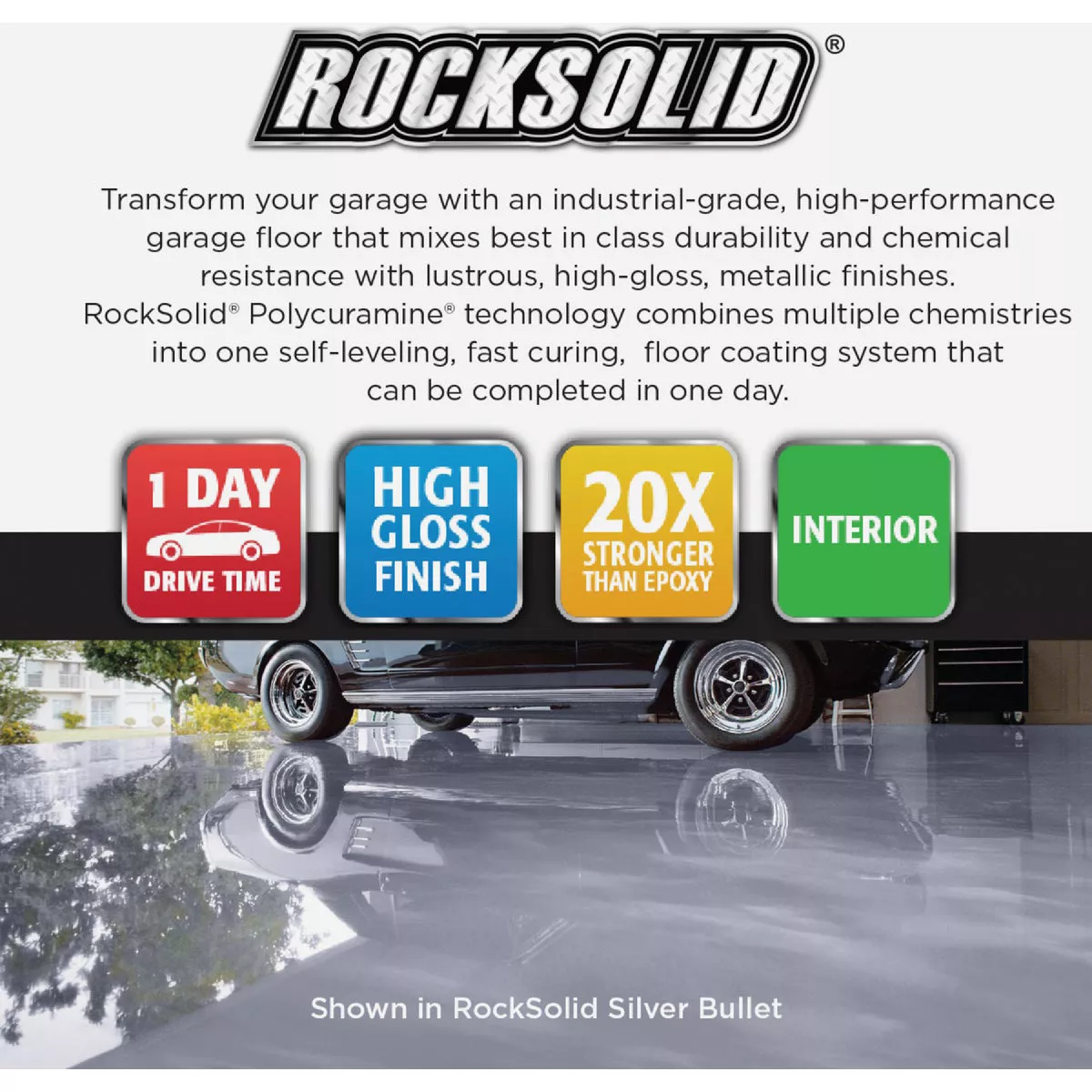 Rust-Oleum RockSolid Metallic Floor Coating Kit, Silver, 70 Oz. - photo 3