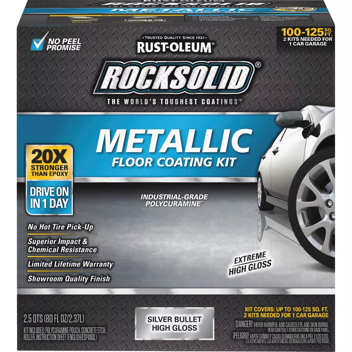 Rust-Oleum RockSolid Metallic Floor Coating Kit, Silver, 70 Oz. - photo 2