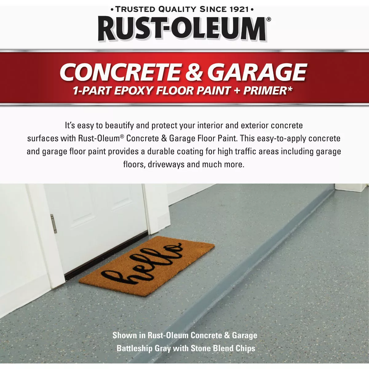 Rust-Oleum Concrete & Garage Floor Paint & Primer, 1 Gal., Battleship Gray - photo 3