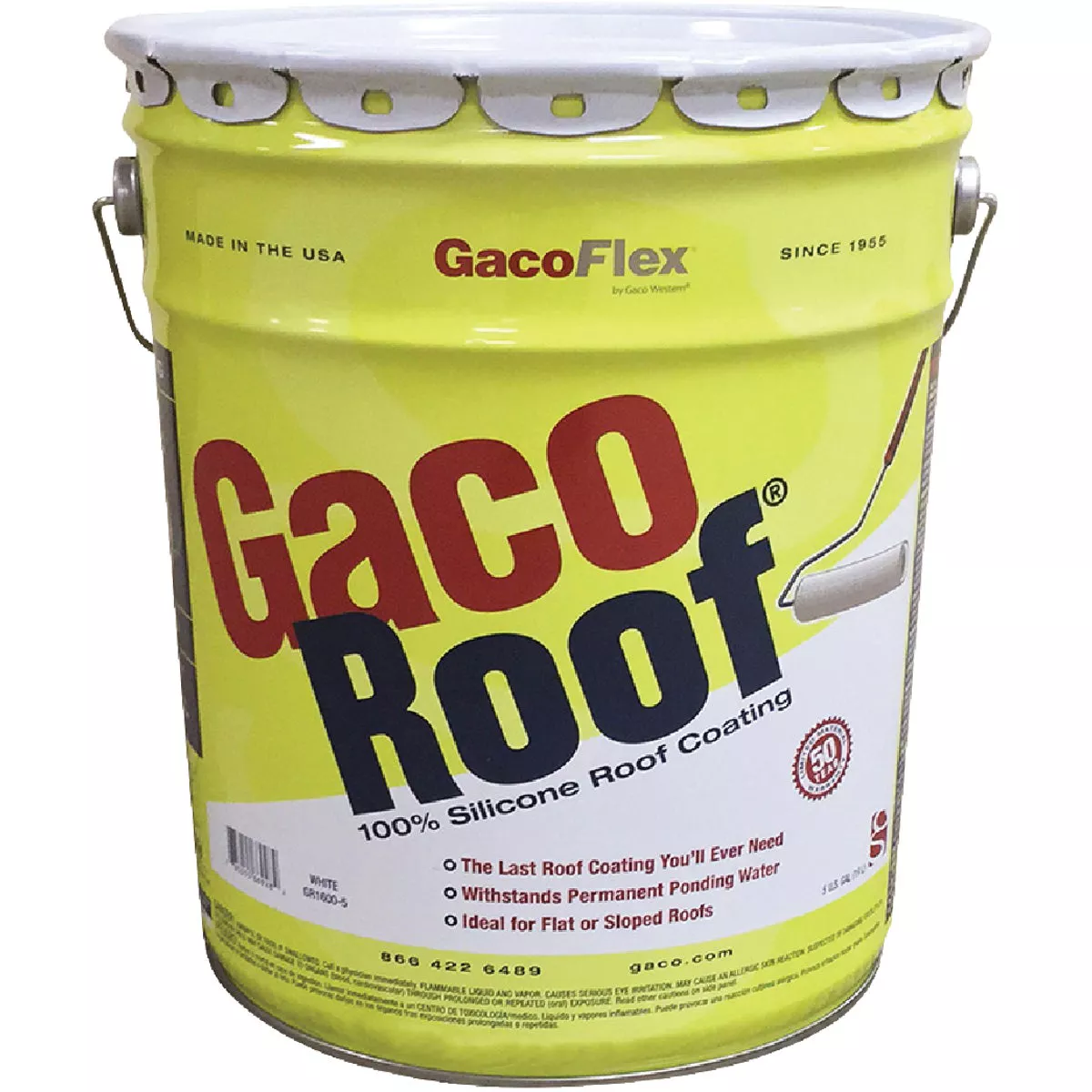 GacoRoof Silicone Roof Coating, White, 5 Gal.