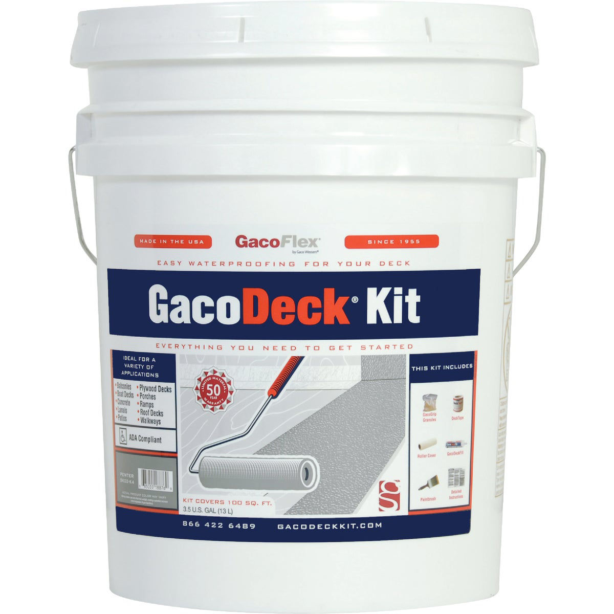 GacoFlex GacoDeck Pewter Elastomeric Deck Coating, 3.5 Gal. Kit Do it