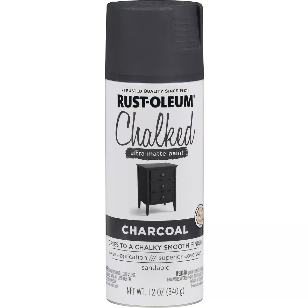 Rust-Oleum Chalked 12 Oz. Ultra Matte Spray Paint, Charcoal - photo 2