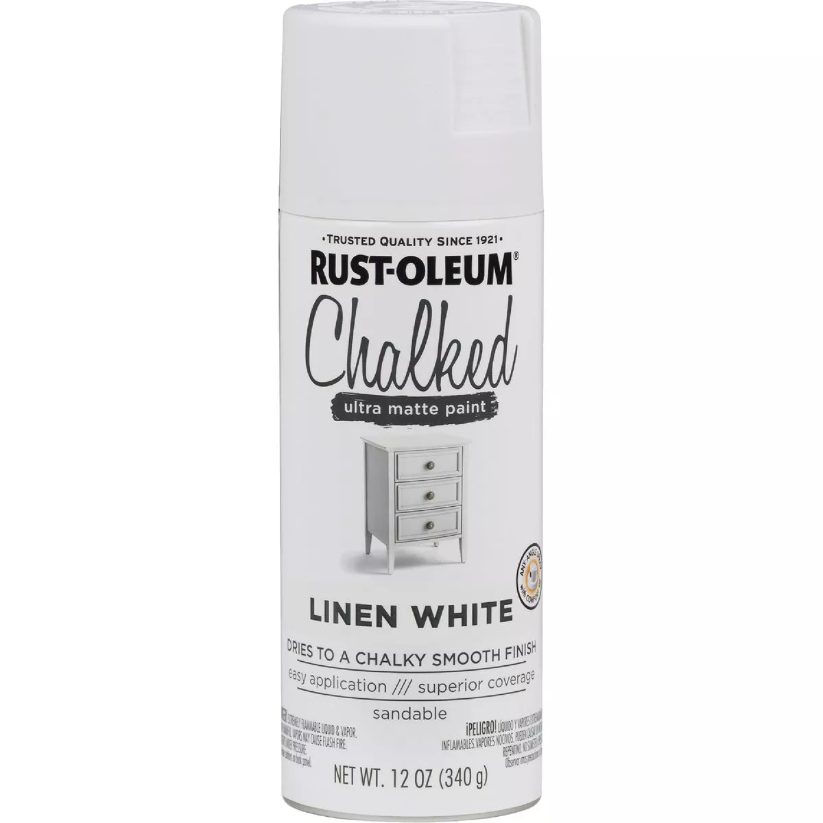 Rust-Oleum Chalked 12 Oz. Ultra Matte Spray Paint, Linen White - photo 2