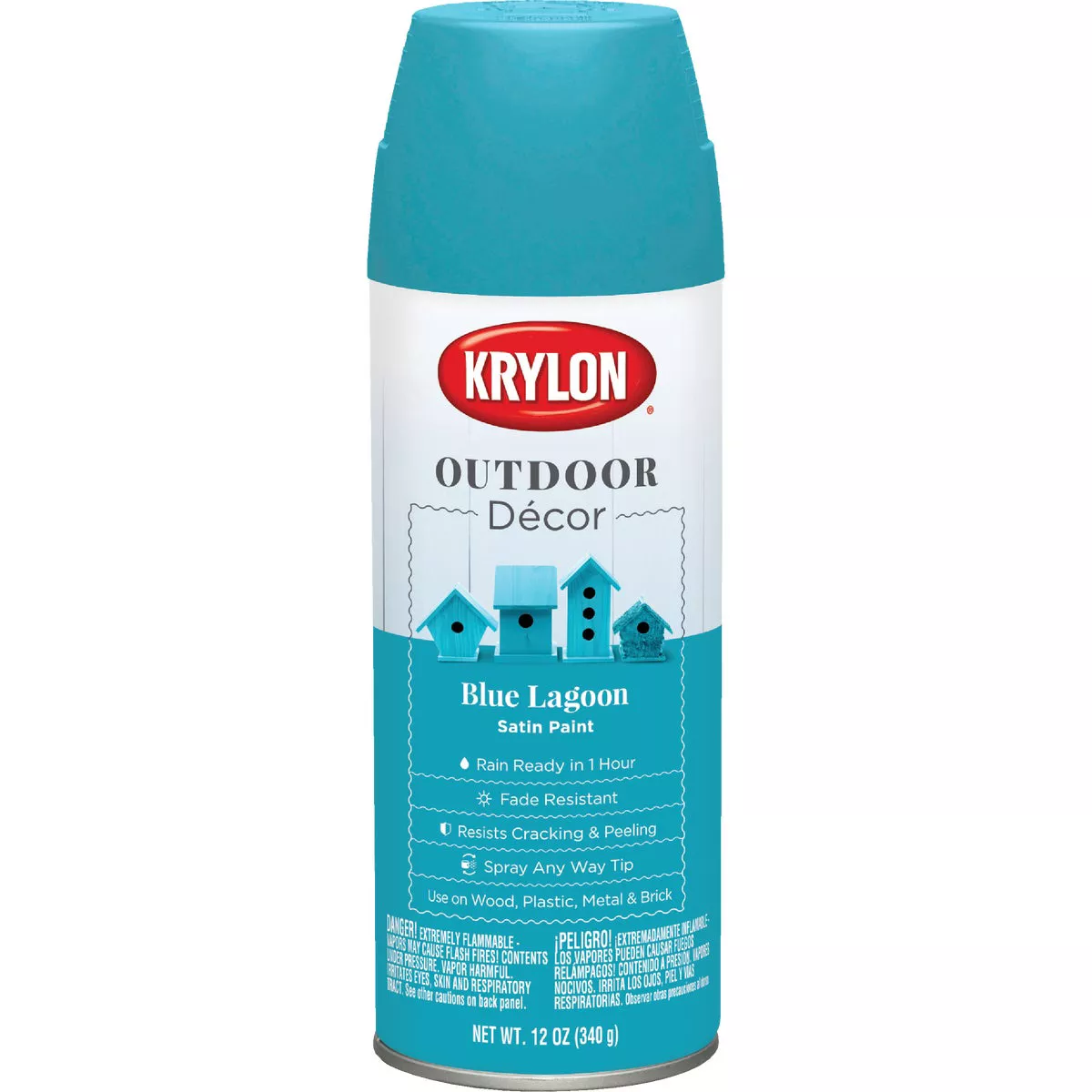 Krylon Outdoor Decor 12 Oz Satin Alkyd Spray Paint, Blue Lagoon