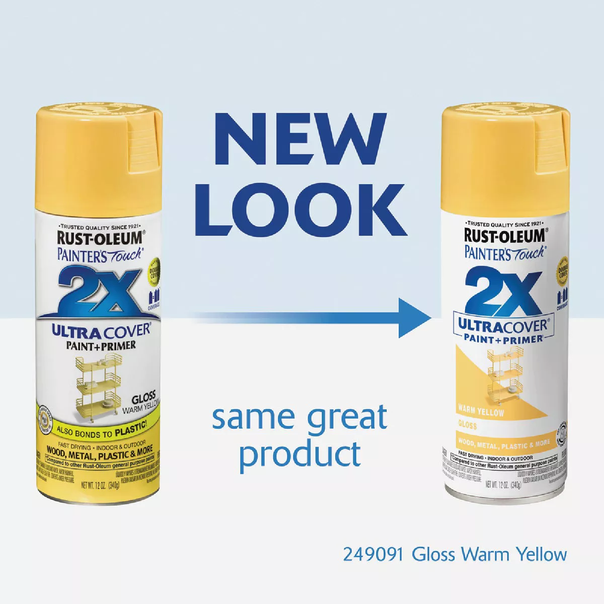 Rust-Oleum Painter's Touch 2X Ultra Cover 12 Oz. Gloss Paint + Primer Spray Paint, Warm Yellow - photo 2
