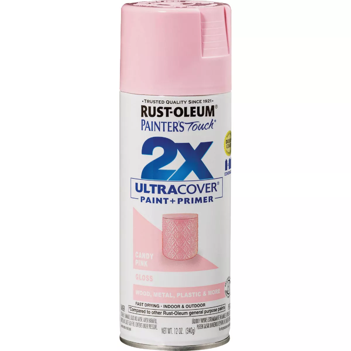 Rust-Oleum Painter's Touch 2X Ultra Cover 12 Oz. Gloss Paint + Primer Spray Paint, Candy Pink - photo 10