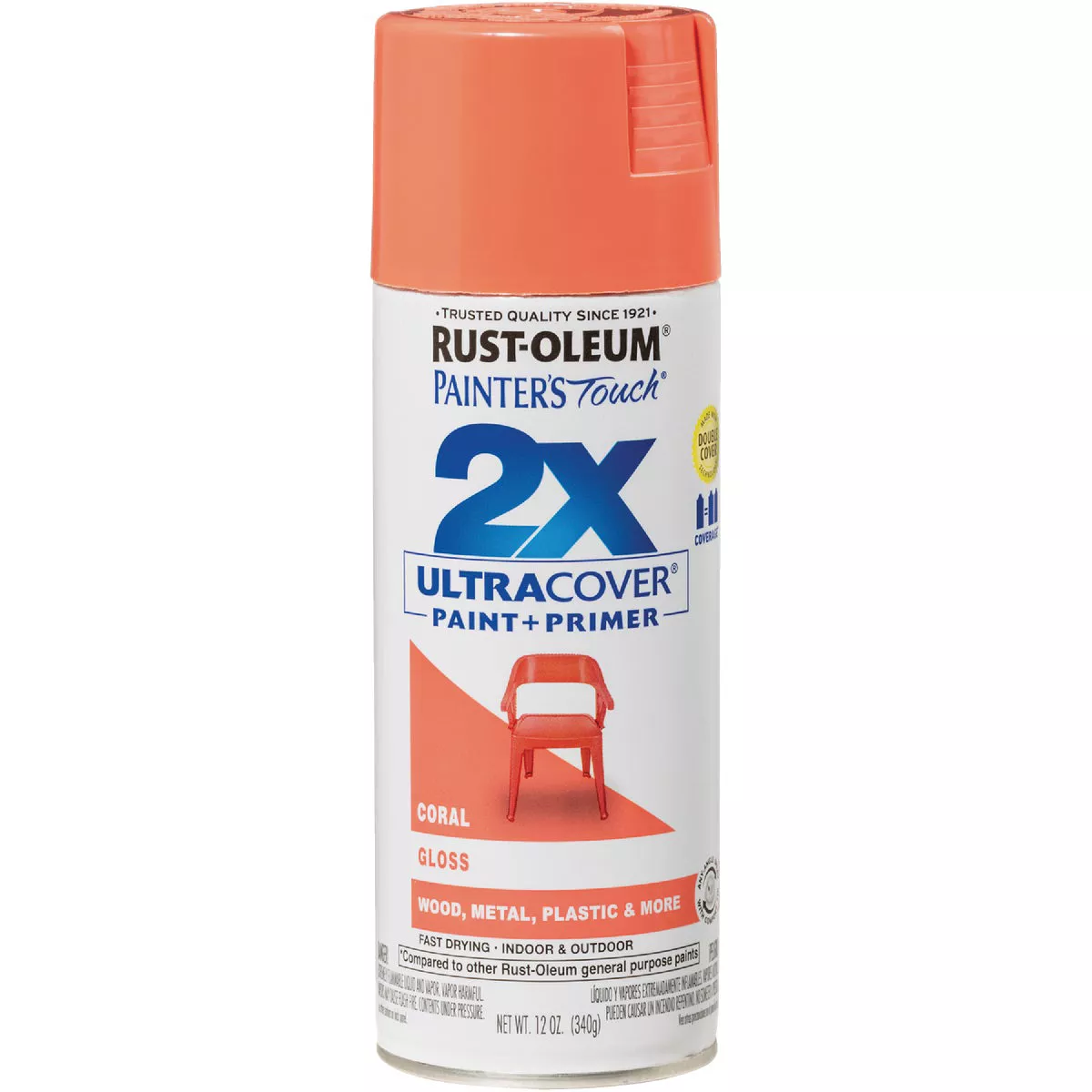 Rust-Oleum Painter's Touch 2X Ultra Cover 12 Oz. Gloss Paint + Primer Spray Paint, Coral - photo 8