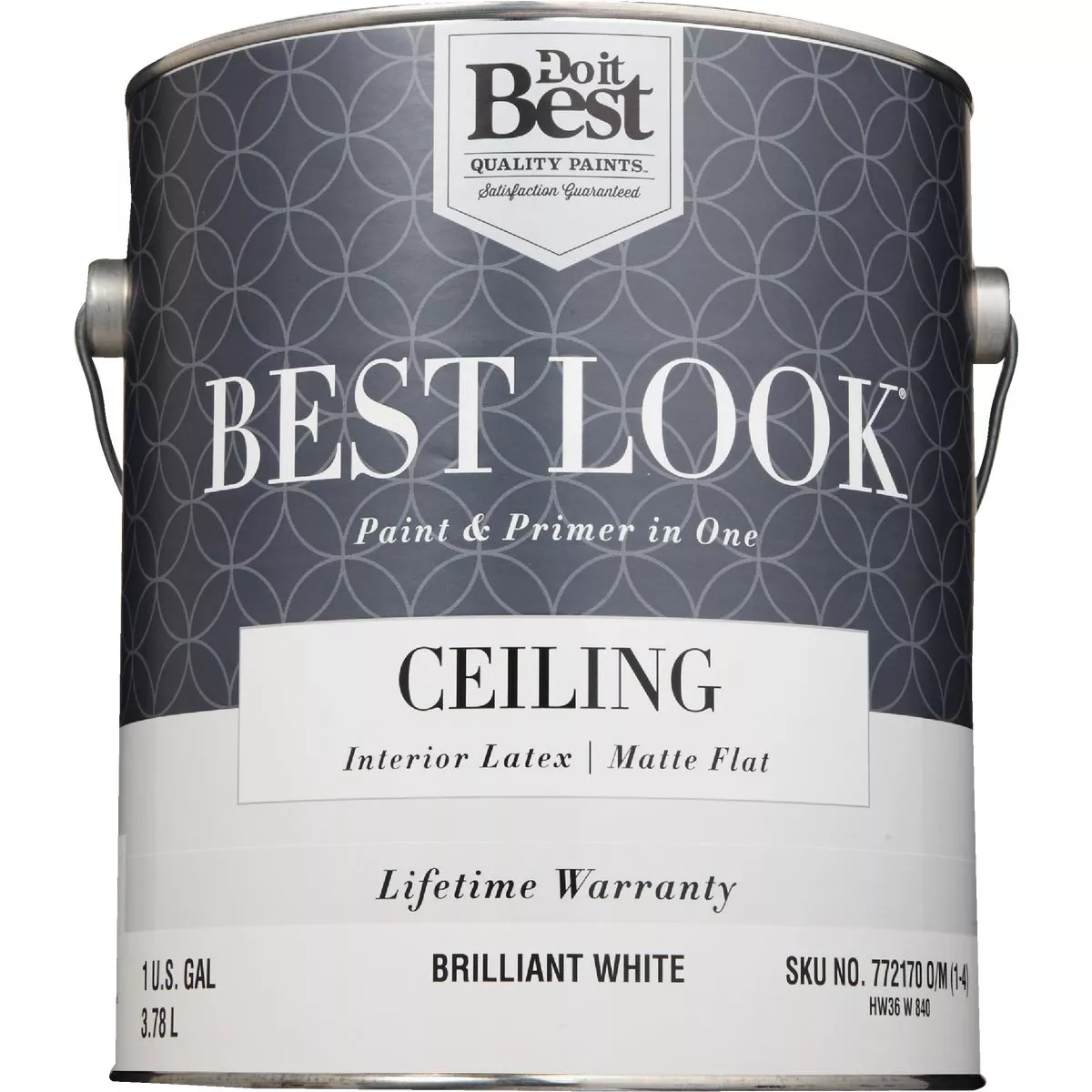Best Look Latex Paint & Primer In One Matte Flat Ceiling Paint, Brilliant White, 1 Gal. - photo 2