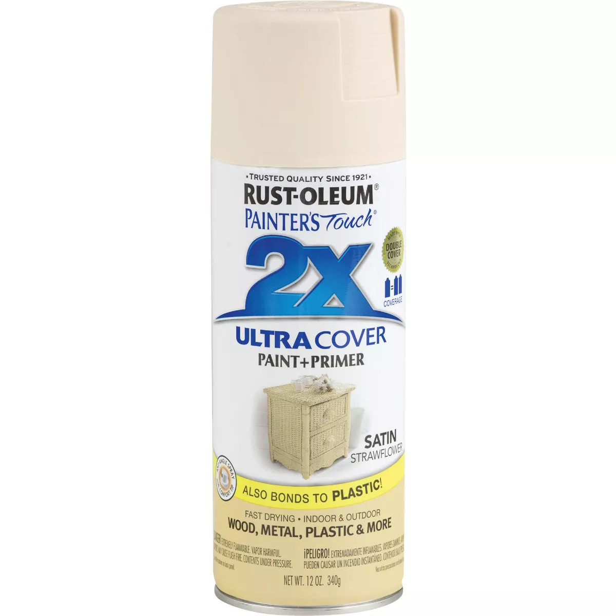 Rust-Oleum Painter's Touch 2X Ultra Cover 12 Oz. Satin Paint + Primer Spray Paint, Strawflower - photo 2