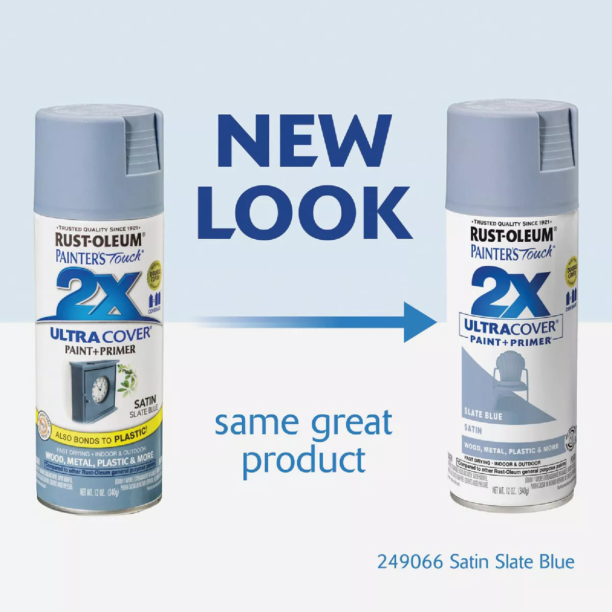 Rust-Oleum Painter's Touch 2X Ultra Cover 12 Oz. Satin Paint + Primer Spray Paint, Slate Blue - photo 2