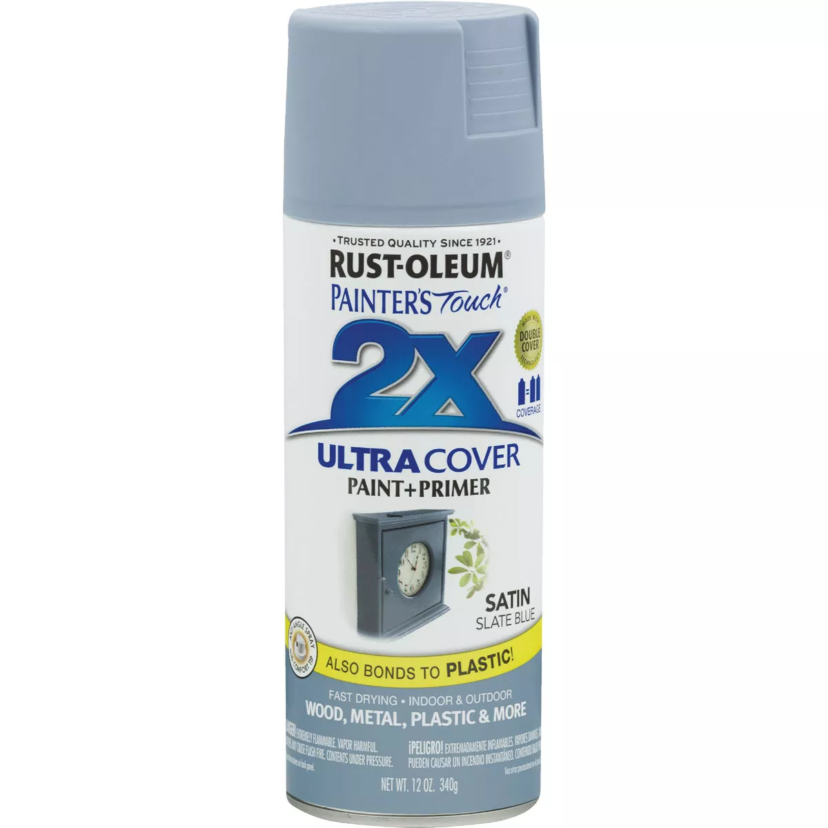Rust-Oleum Painter's Touch 2X Ultra Cover 12 Oz. Satin Paint + Primer Spray Paint, Slate Blue - photo 3