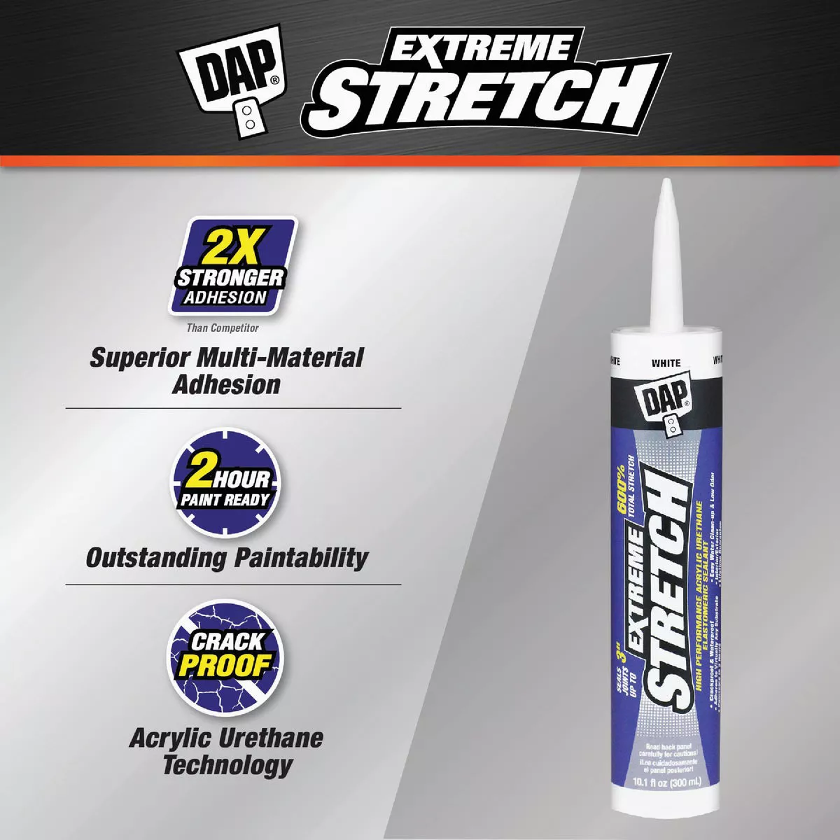 Dap Extreme Stretch 10.1 Oz. White Acrylic Urethane Premium Elastomeric Sealant - photo 2