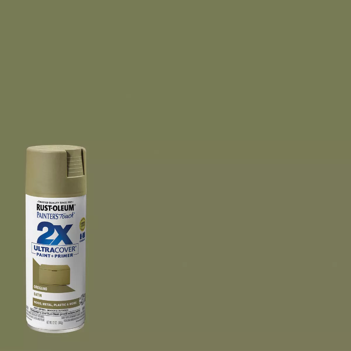 Rust-Oleum Painter's Touch 2X Ultra Cover 12 Oz. Satin Paint + Primer Spray Paint, Oregano