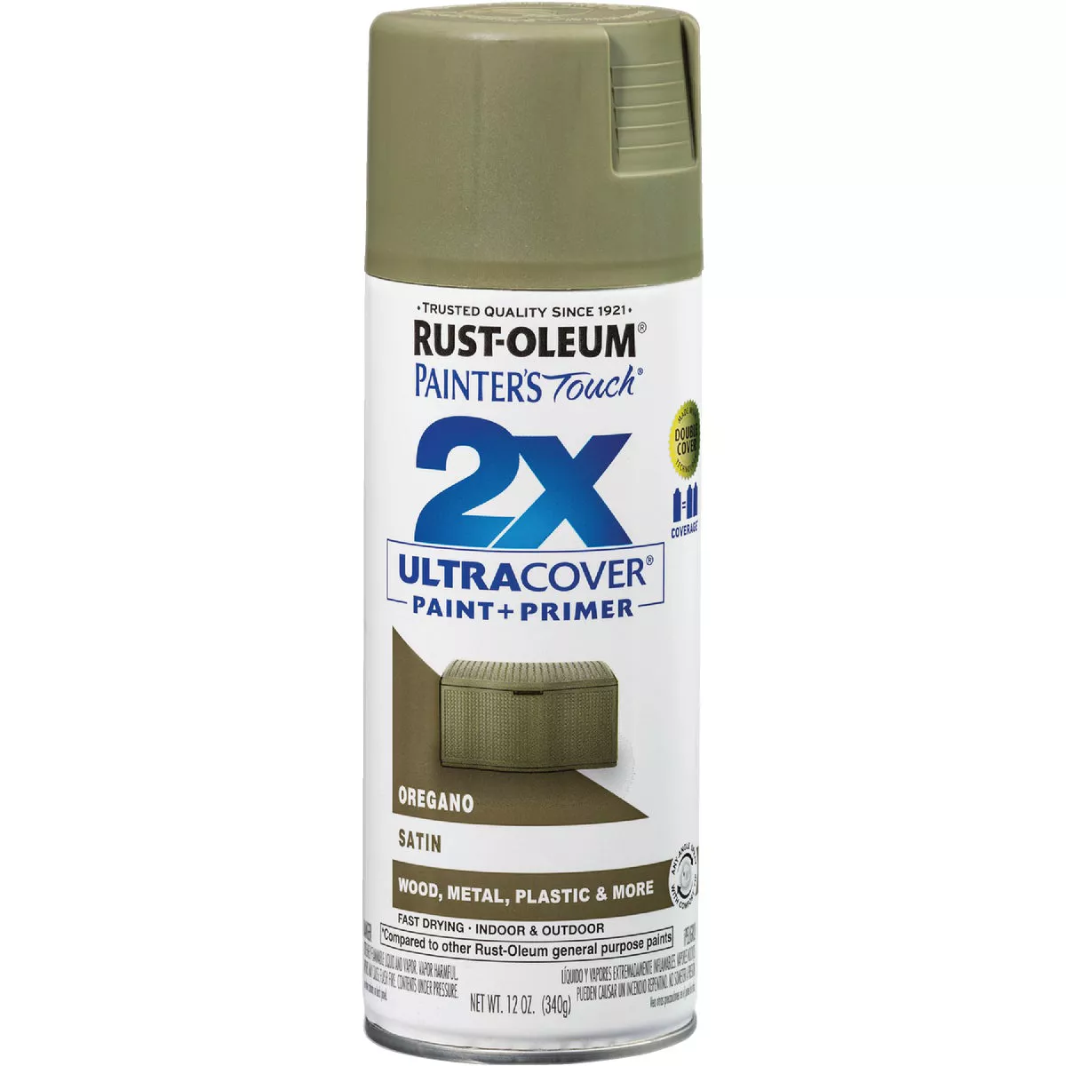 Rust-Oleum Painter's Touch 2X Ultra Cover 12 Oz. Satin Paint + Primer Spray Paint, Oregano - photo 8