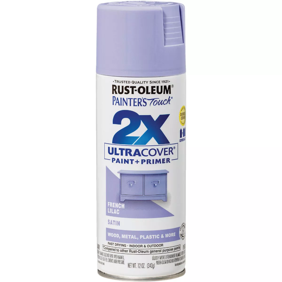 Rust-Oleum Painter's Touch 2X Ultra Cover 12 Oz. Satin Paint + Primer Spray Paint, French Lilac - photo 2