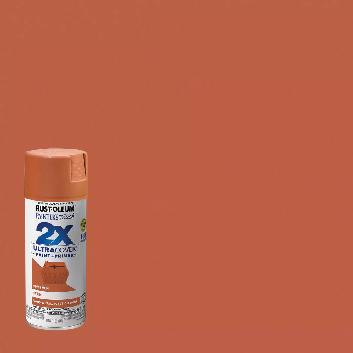 Rust-Oleum Painter's Touch 2X Ultra Cover 12 Oz. Satin Paint + Primer Spray Paint, Cinnamon