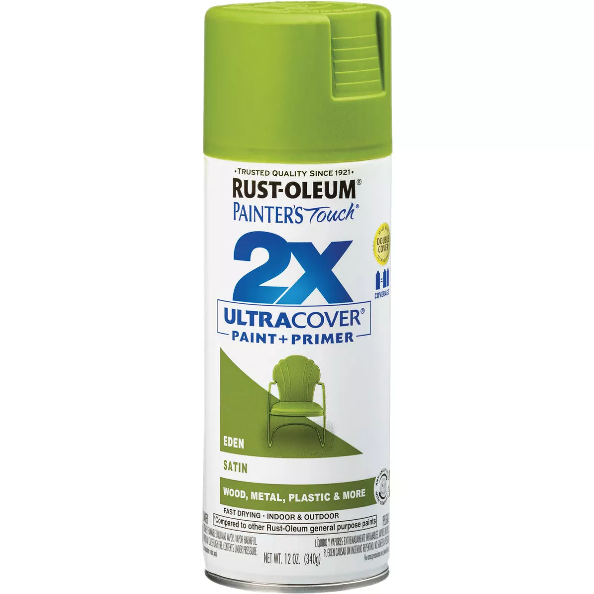 Rust-Oleum Painter's Touch 2X Ultra Cover 12 Oz. Satin Paint + Primer Spray Paint, Eden - photo 2